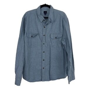 J. Crew Heavyweight workshirt Shirt Blue XXL Chamois Cloth Mens Button Up AF849